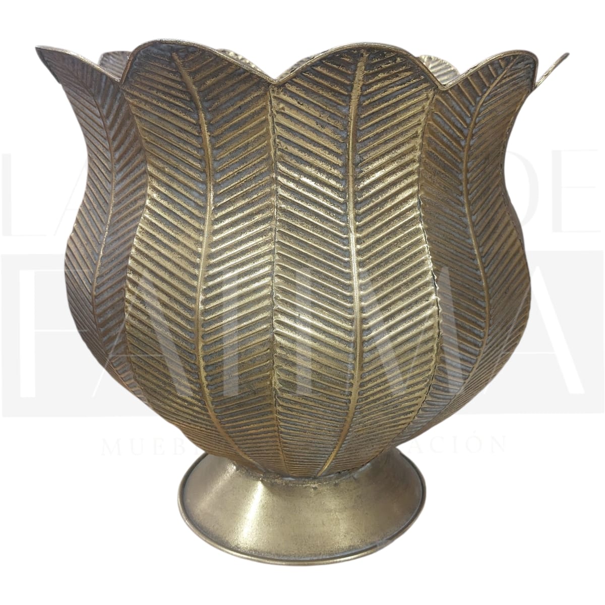 Maceta Metálica Textura Hojas