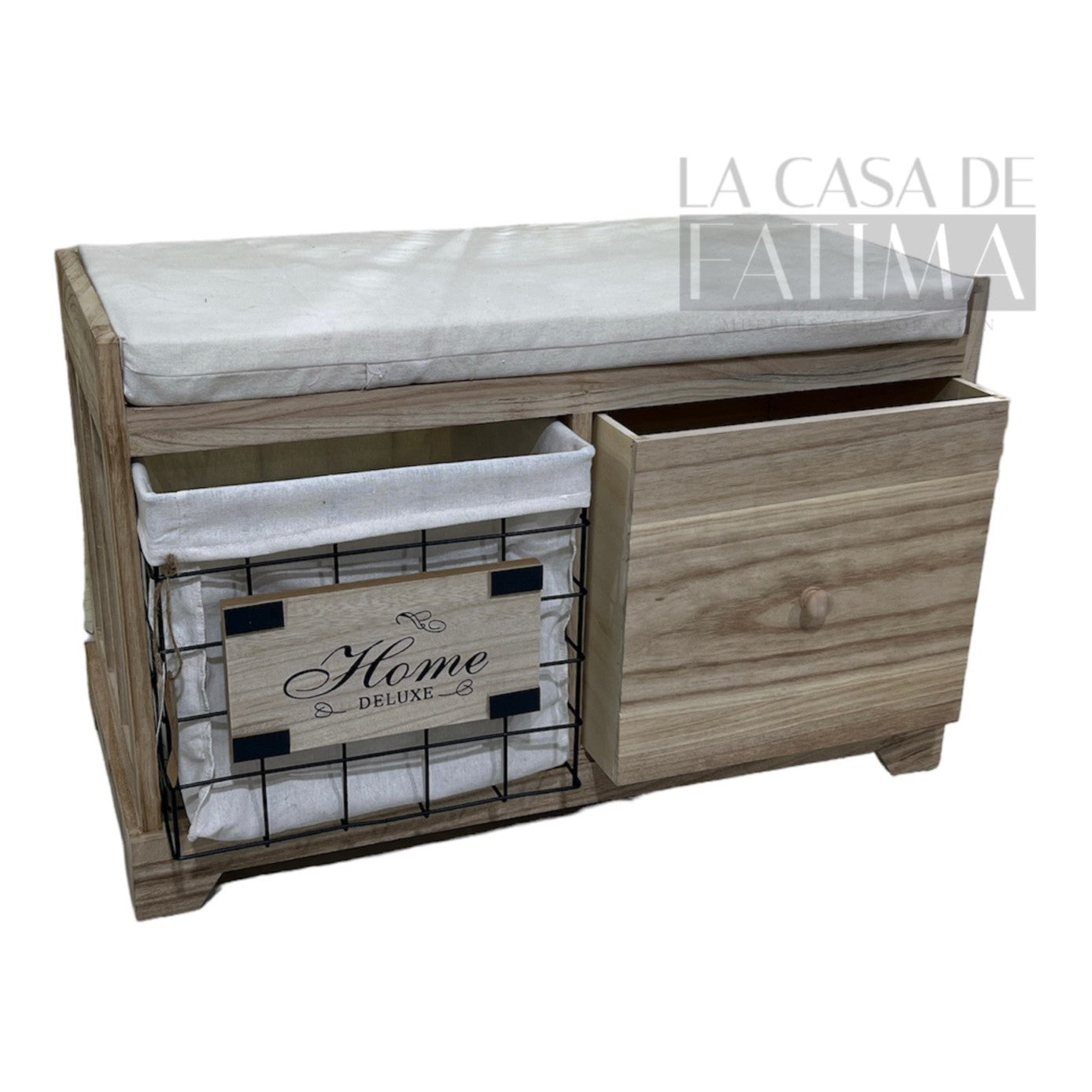 Banqueta Madera 2 cajones