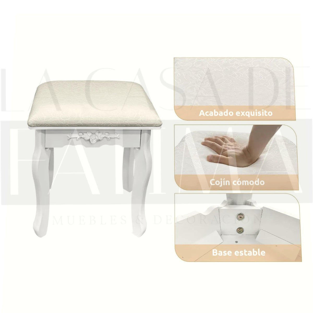 Tocador Luz Led y Taburete