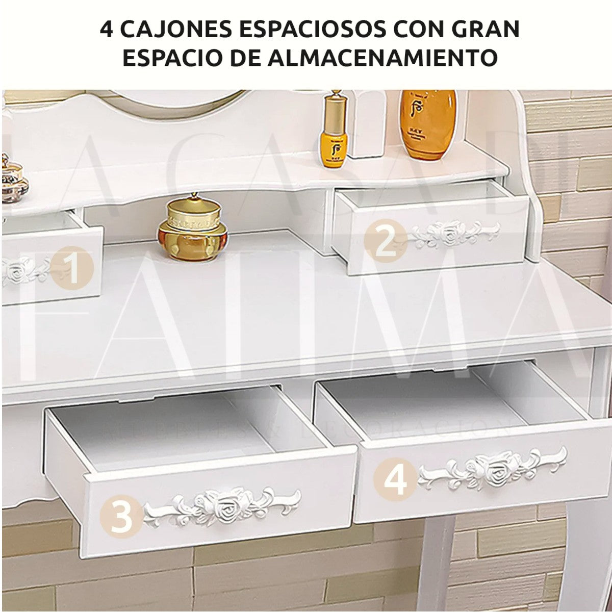 Tocador Luz Led y Taburete