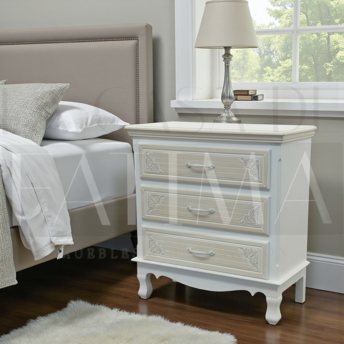 Velador Provenzal Ancho 3 Cajones