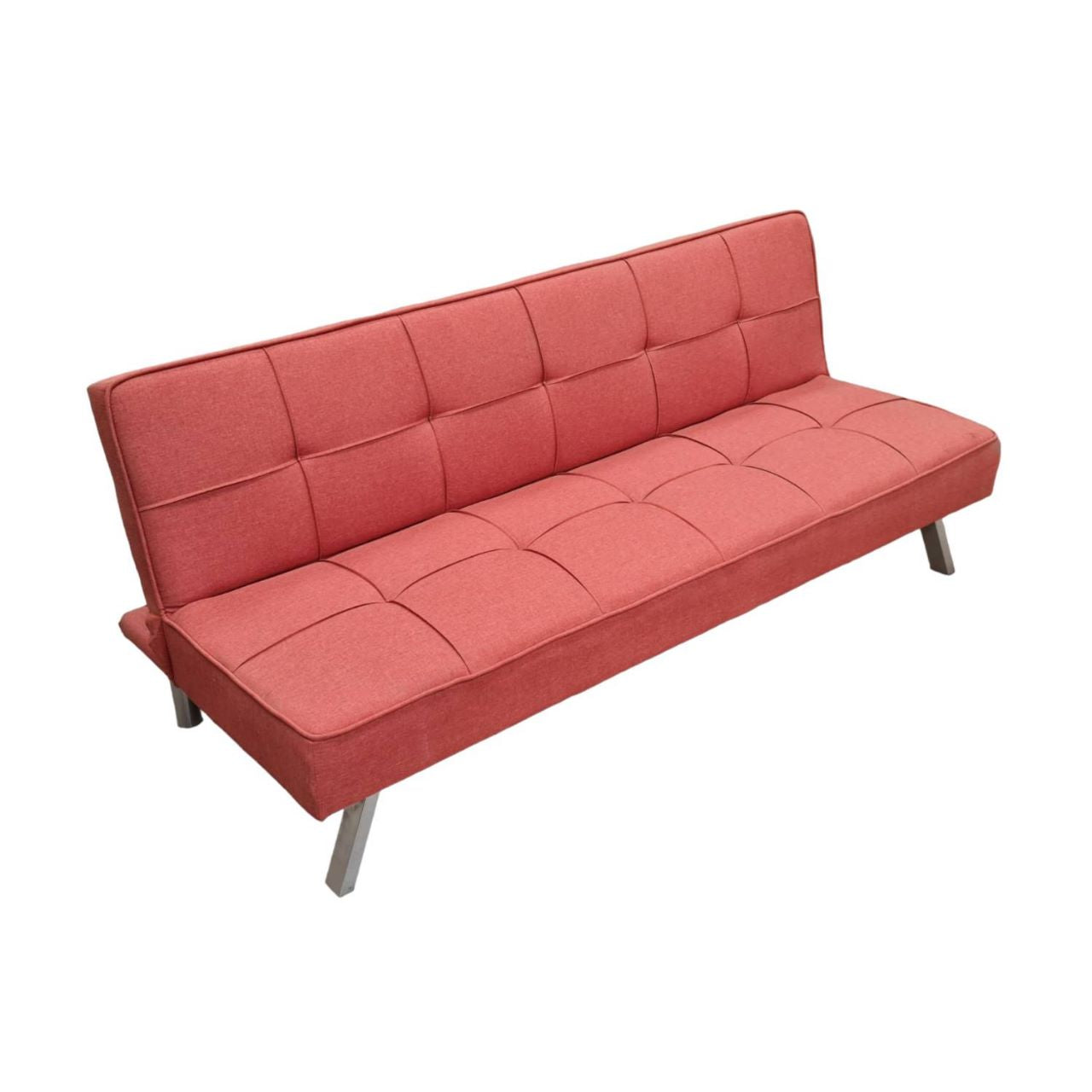 Futon Sofa Cama Lino Plegable Rojo