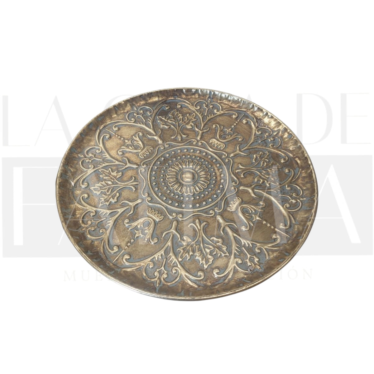 Mesa Auxiliar Metálica Dorada Tallada