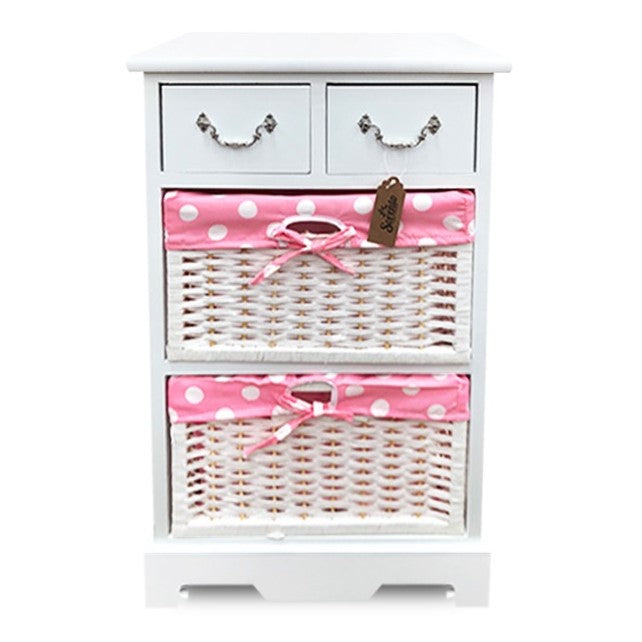 Velador White Lacado 2 Cajones 2 Cestas