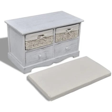 Banqueta Shabby 2 Cajones Y 2 Cestas