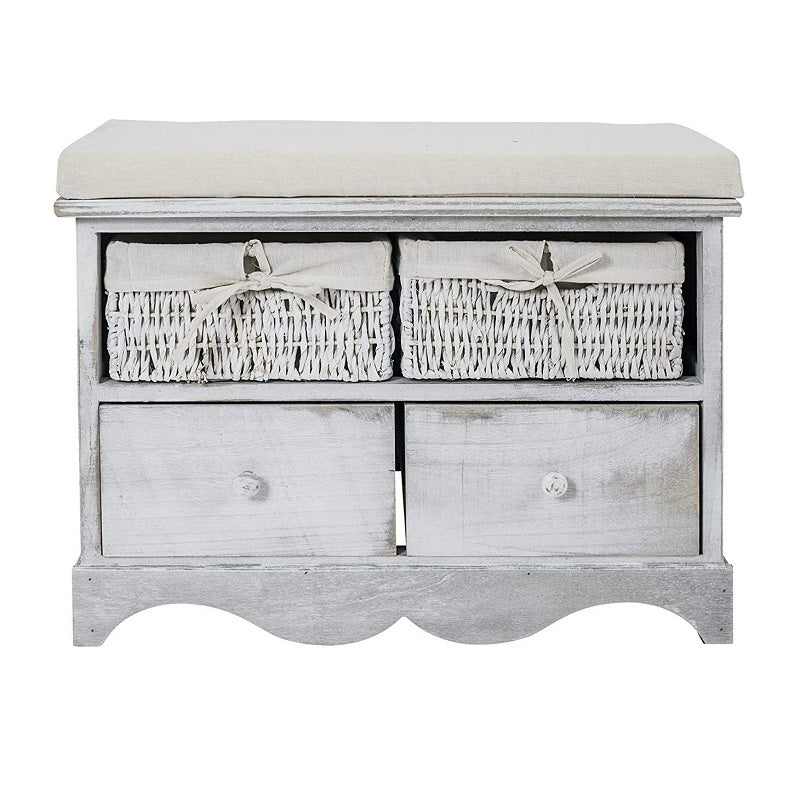 Banqueta Shabby 2 Cajones Y 2 Cestas