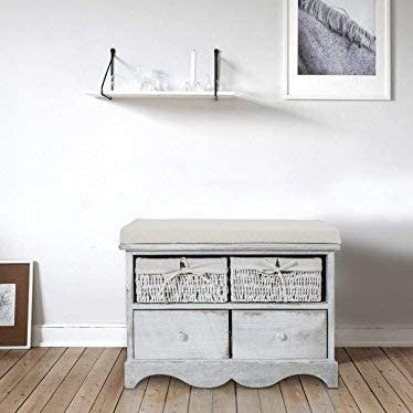 Banqueta Shabby 2 Cajones Y 2 Cestas