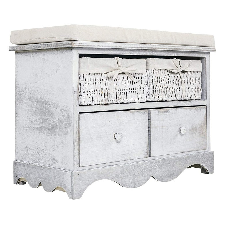 Banqueta Shabby 2 Cajones Y 2 Cestas