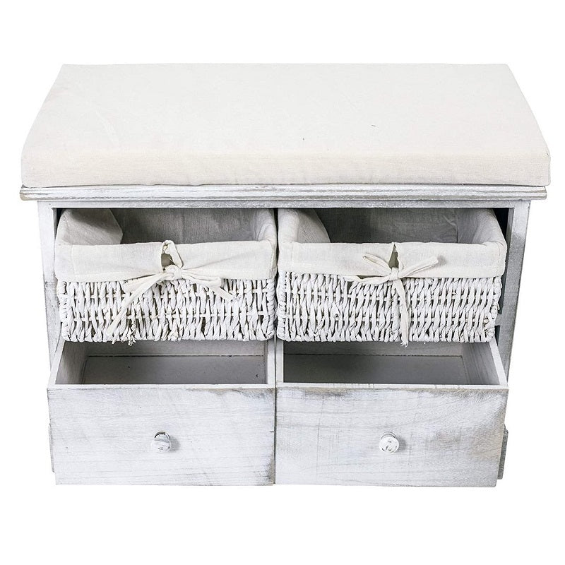 Banqueta Shabby 2 Cajones Y 2 Cestas