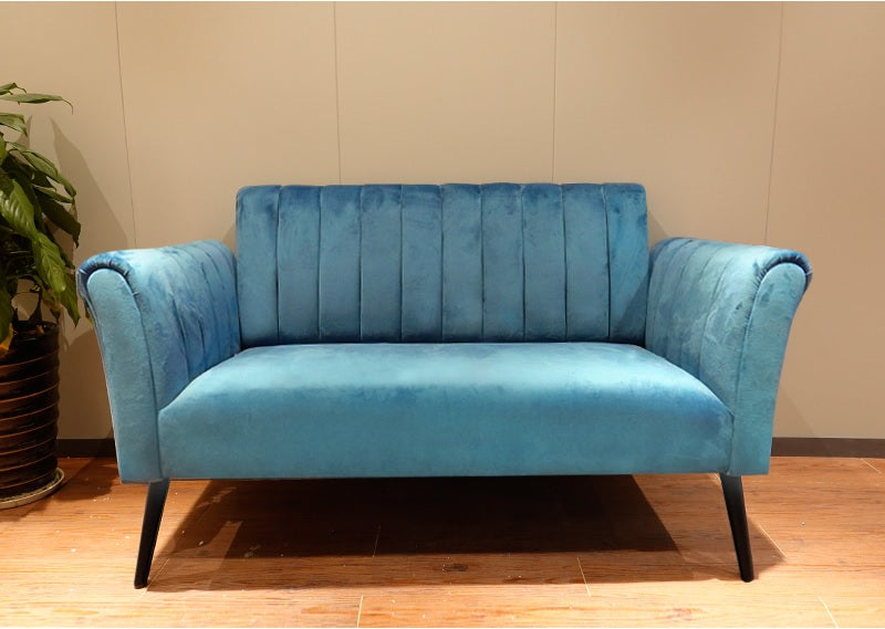 Sofá de felpa 2 cuerpos azul rey