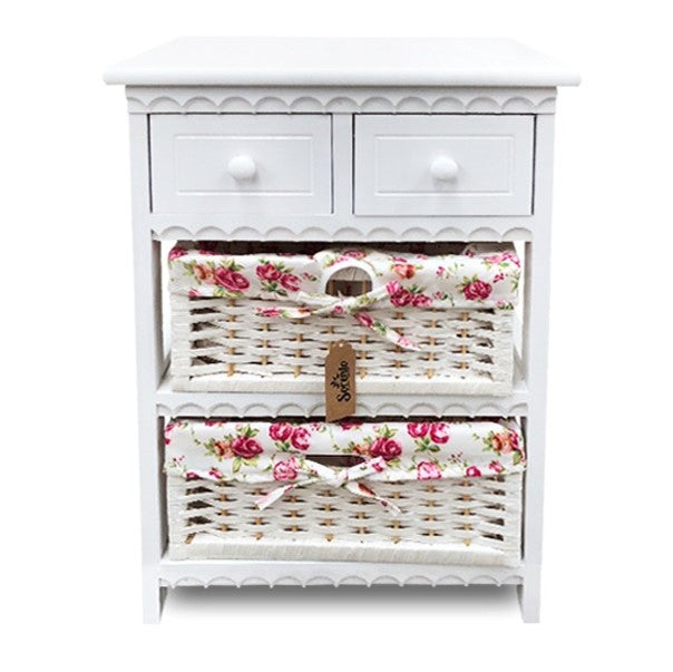Mini Cabinet Floral 2 Cestas 2 Cajones