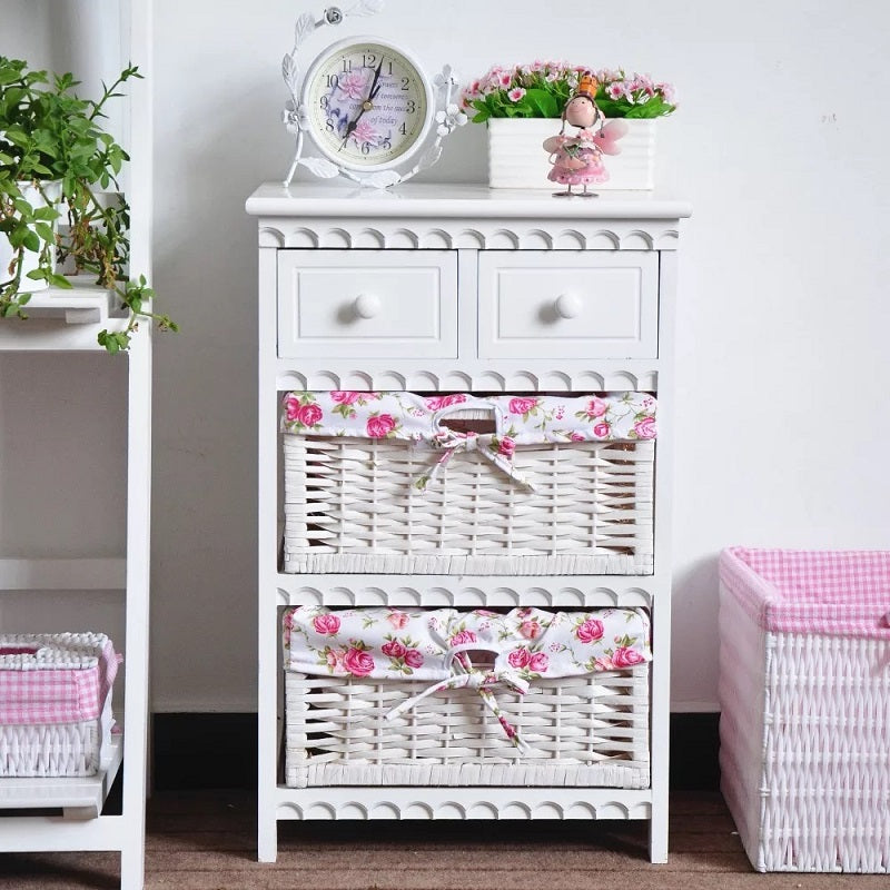 Mini Cabinet Floral 2 Cestas 2 Cajones
