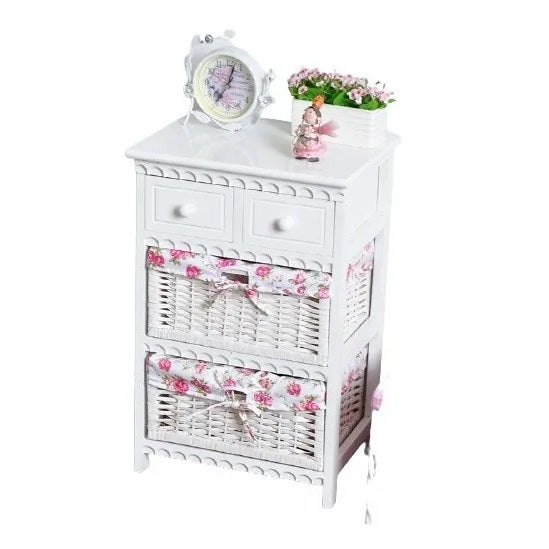 Mini Cabinet Floral 2 Cestas 2 Cajones