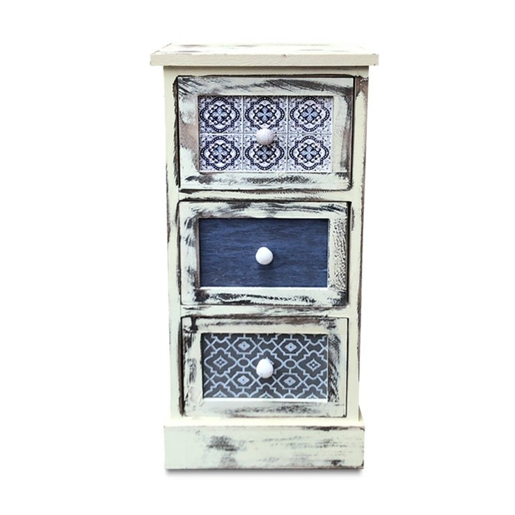 Velador Shabby Decapado 3 Cajones