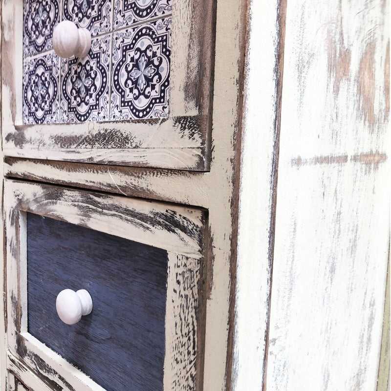 Velador Shabby Decapado 3 Cajones