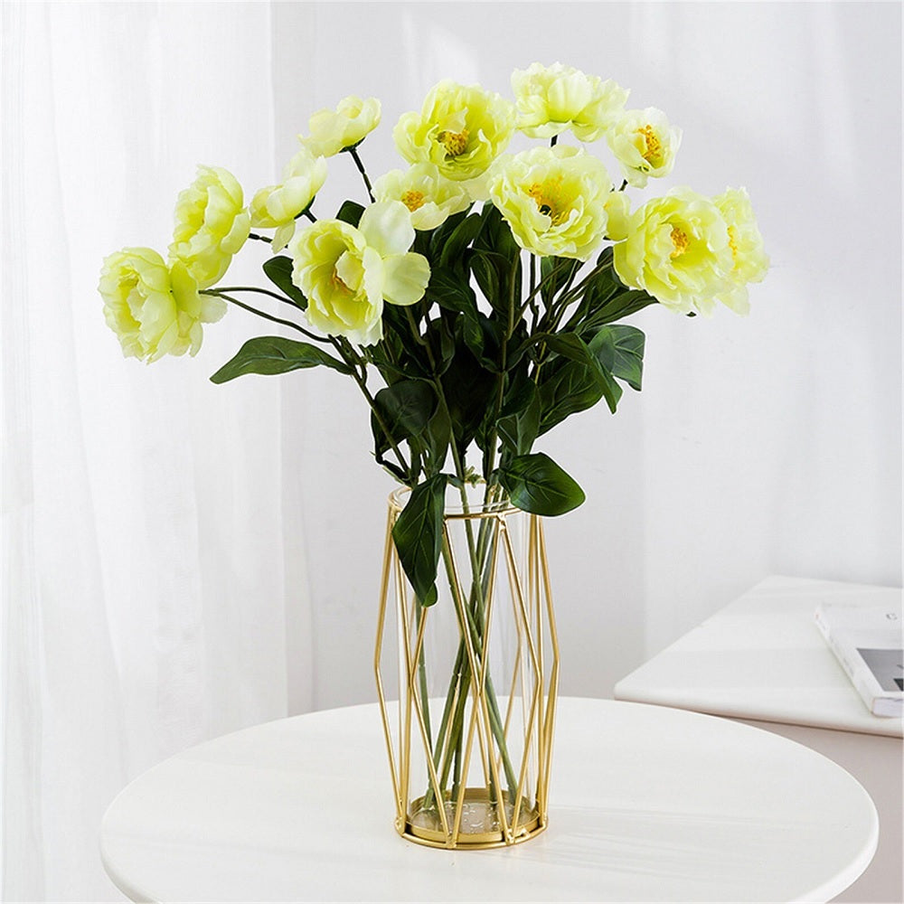 Florero con soporte de Metal Dorado 30 cms.