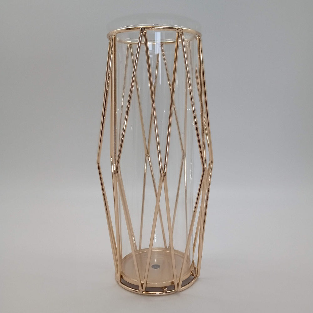 Florero con soporte de Metal Dorado 30 cms.