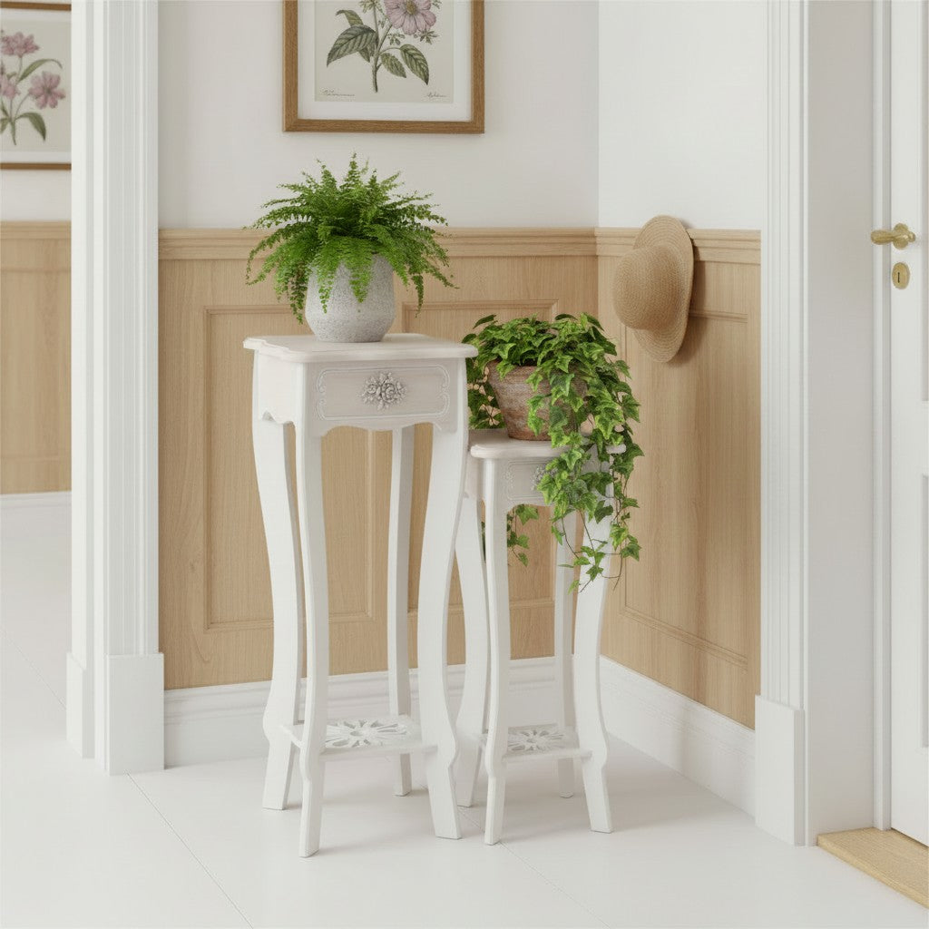Set 2 Mesas Pedestal Blancas