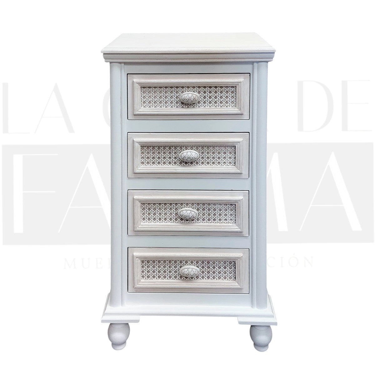 Velador Blanco 4 Cajones Junco