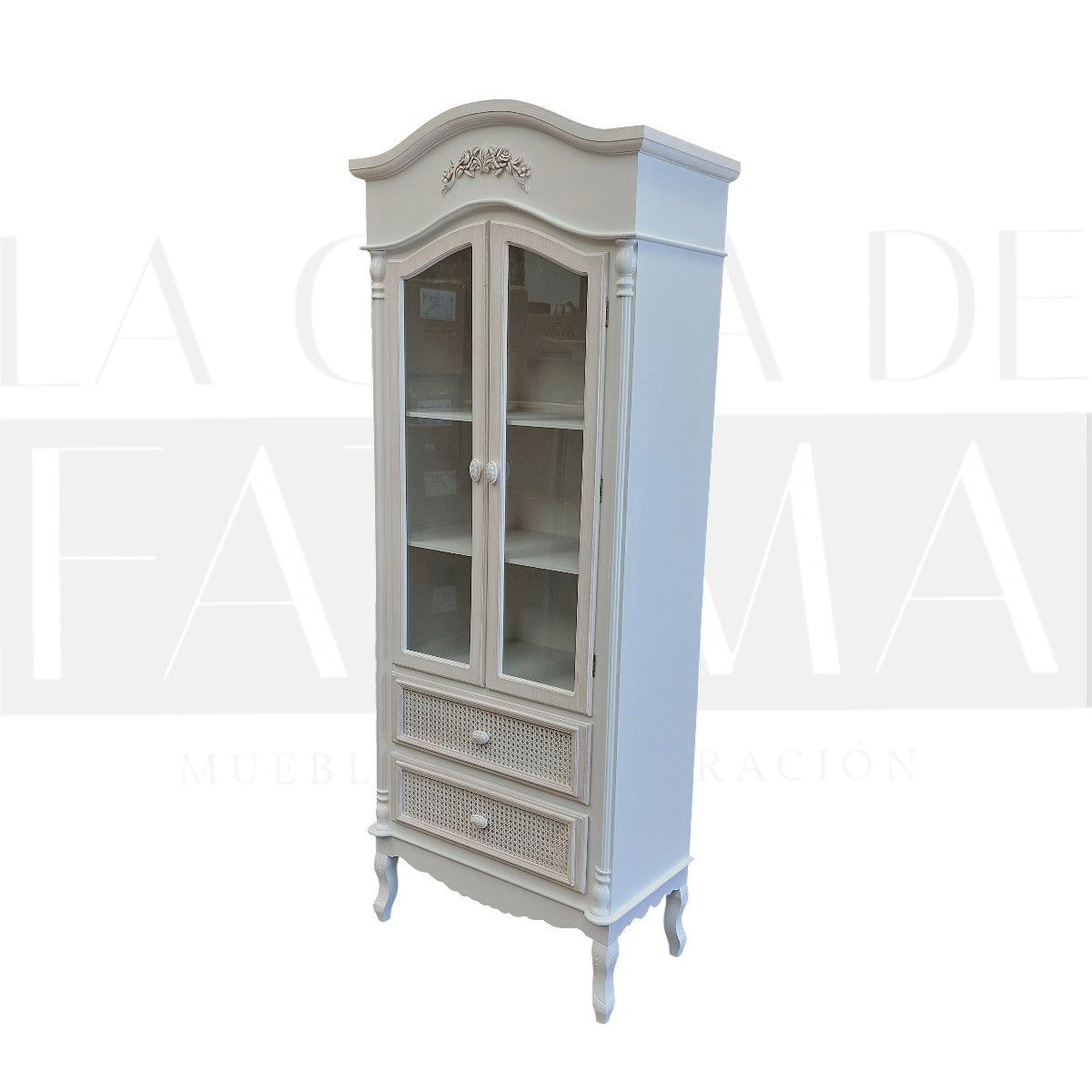 Vitrina Provenzal Rattan 2 Cajones