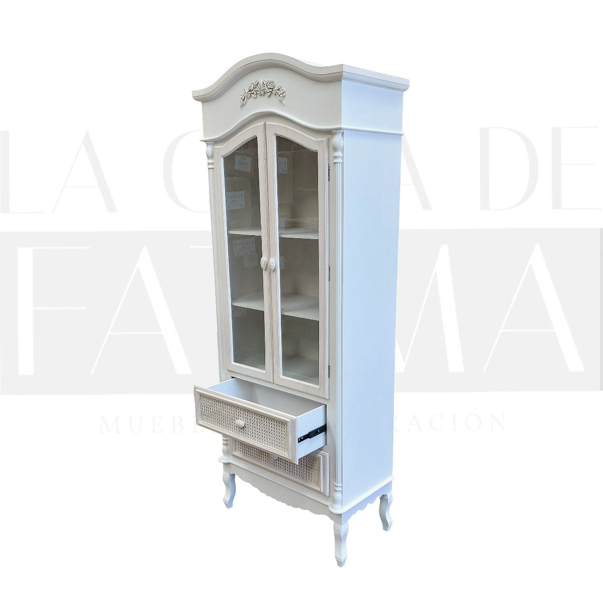 Vitrina Provenzal Rattan 2 Cajones