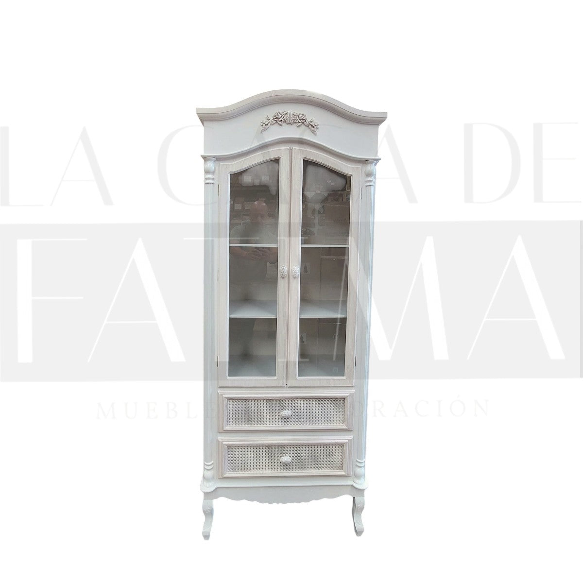 Vitrina Provenzal Rattan 2 Cajones