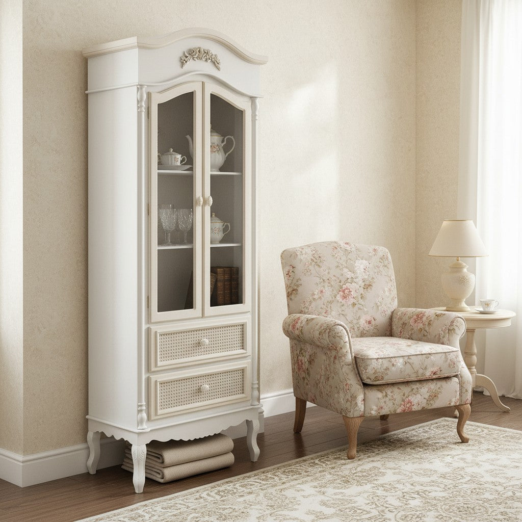 Vitrina Provenzal Rattan 2 Cajones