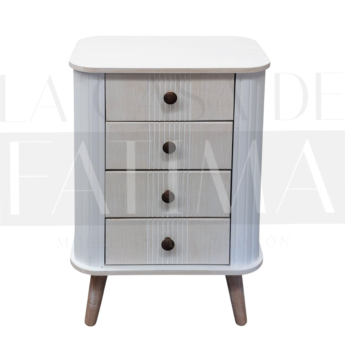 Velador Blanco Vintage 4 cajones