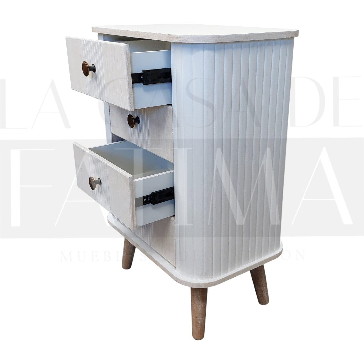 Velador Blanco Vintage 4 cajones