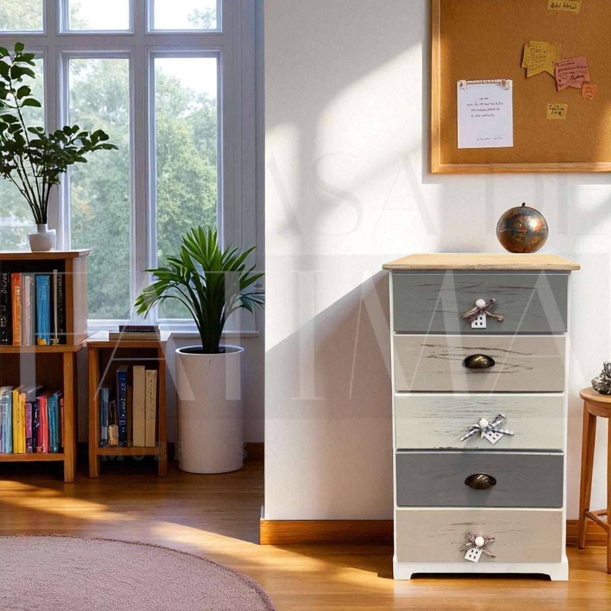 Cabinet Shabby Gris 5 Cajones
