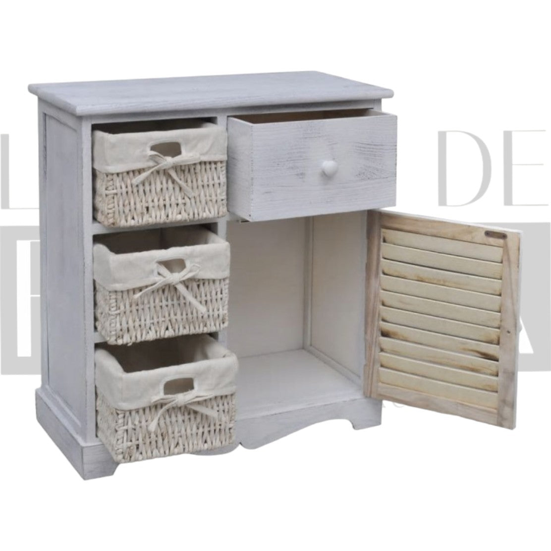 Mueble Cabinet 5 Blanco 3 Cestas 1 Cajón y Puerta.