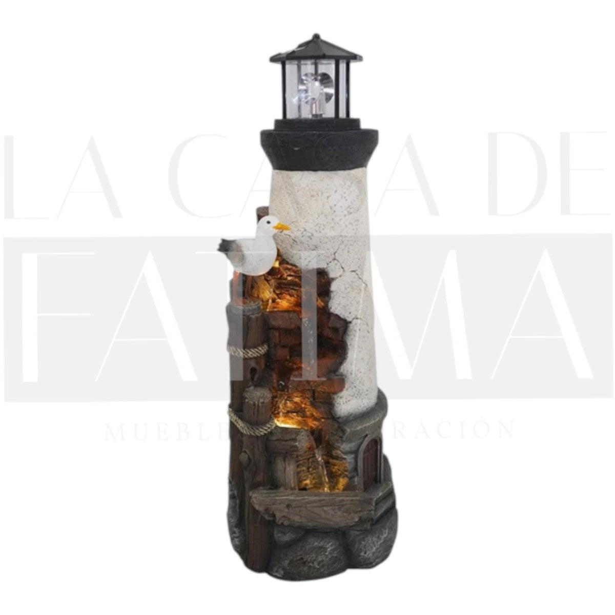 Fuente de Agua Faro con Luz y Gaviota