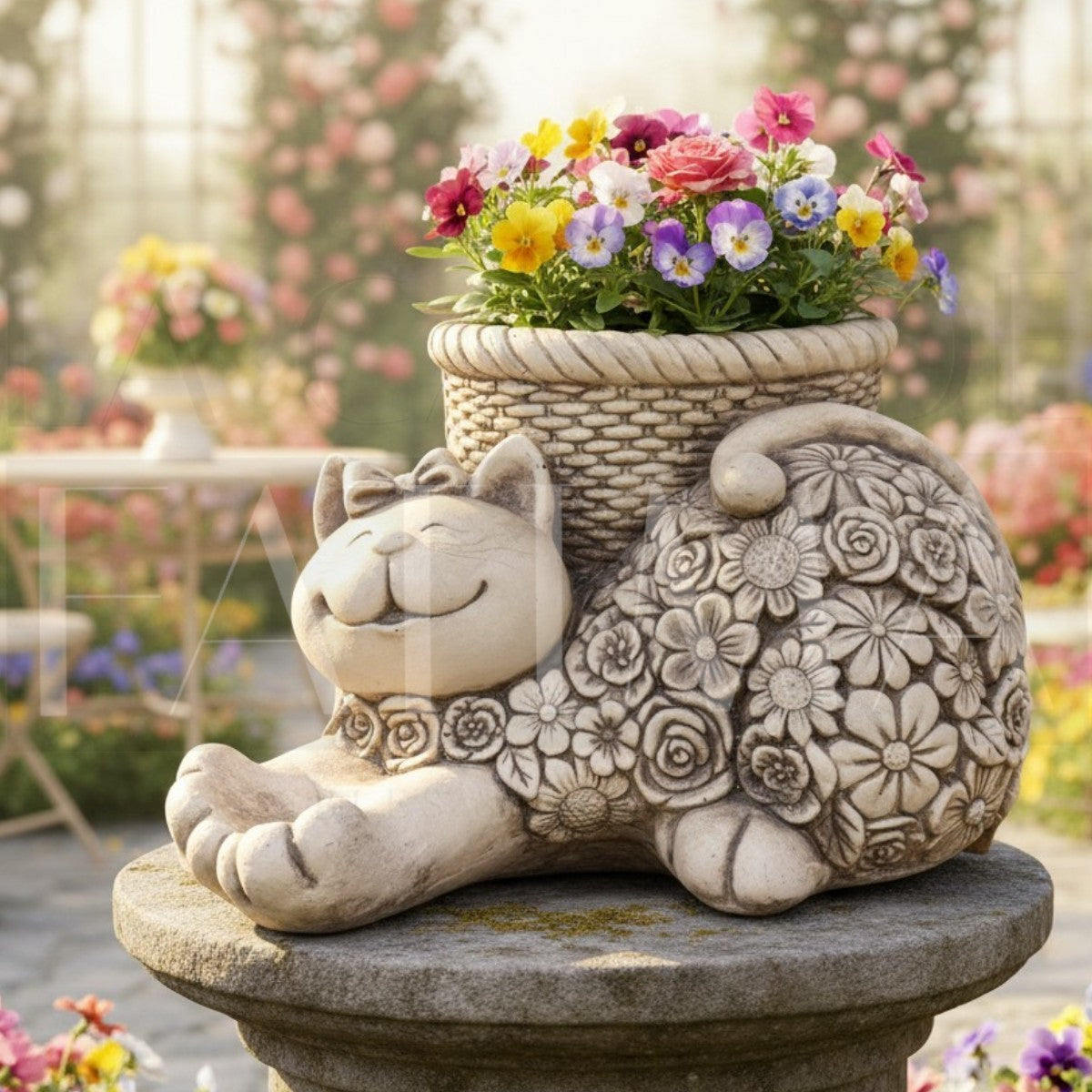 Macetero Gato Floral Vintage