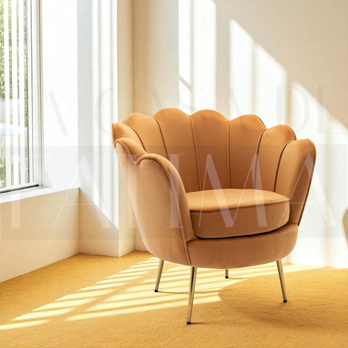 Sillón de Felpa Ostra Dorado