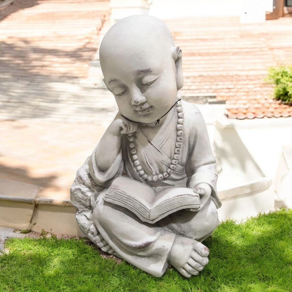 Figura Monje Budista Niño Leyendo