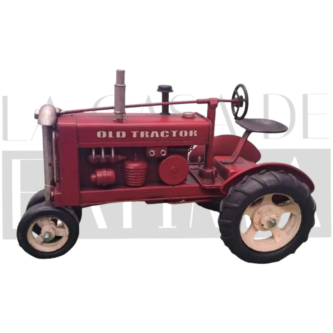 Figura Decorativa Tractor Rojo Antiguo