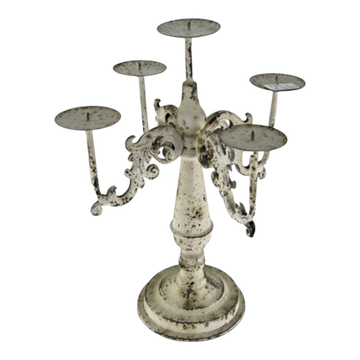 Candelabro Metálico Blanco 5 velas