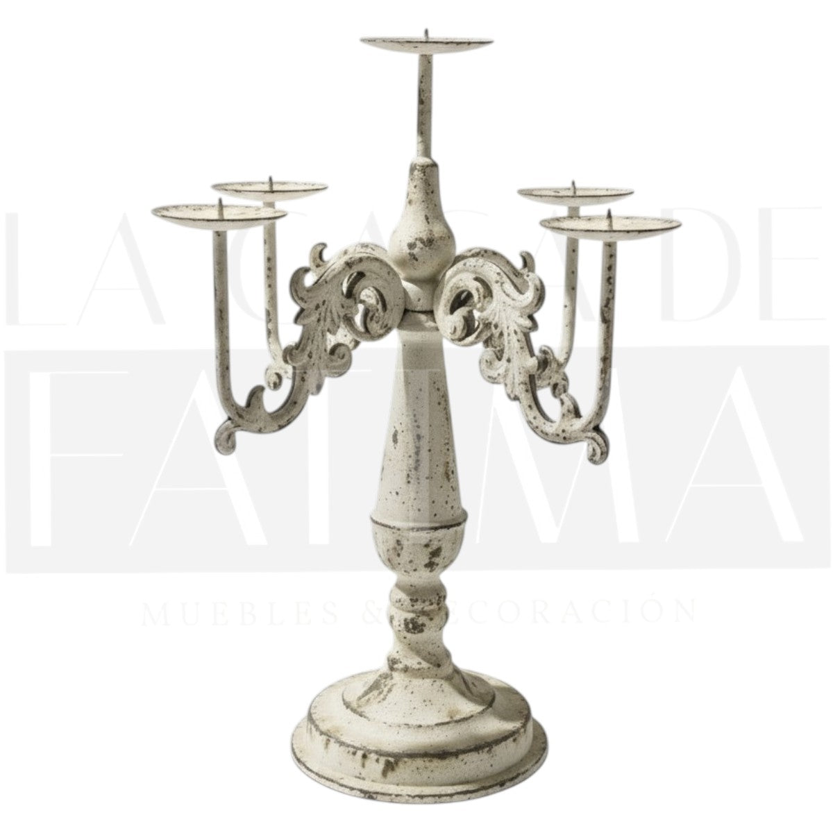 Candelabro Metálico Blanco 5 velas