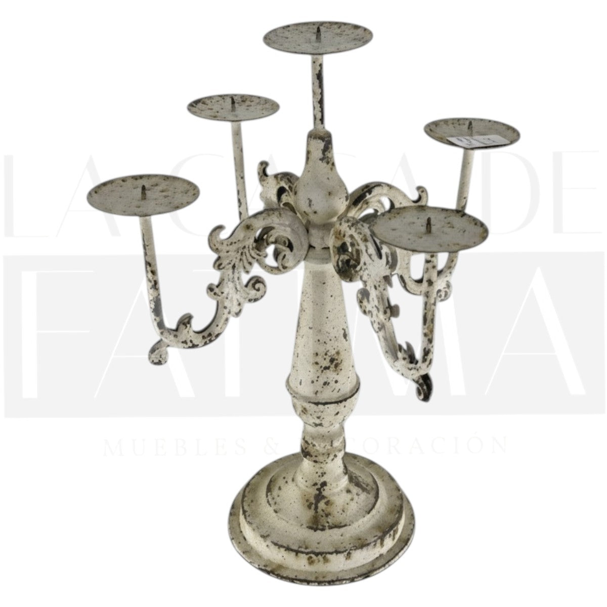 Candelabro Metálico Blanco 5 velas