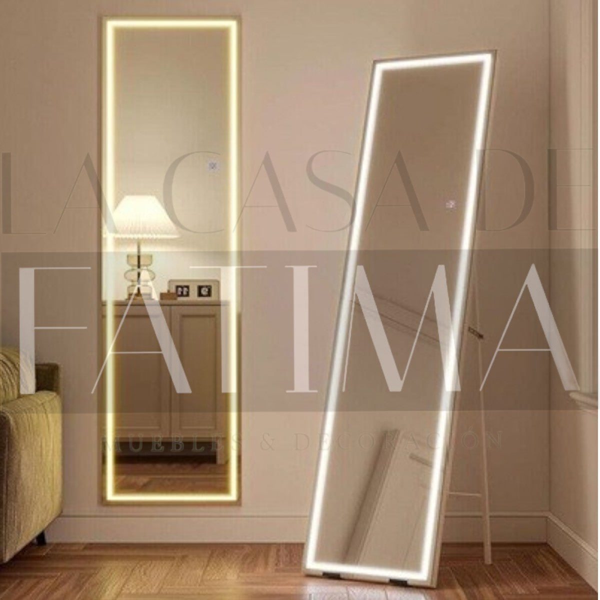 Espejo Rectangular LED Blanco de Cuerpo Completo con Pedestal 150x40 cm