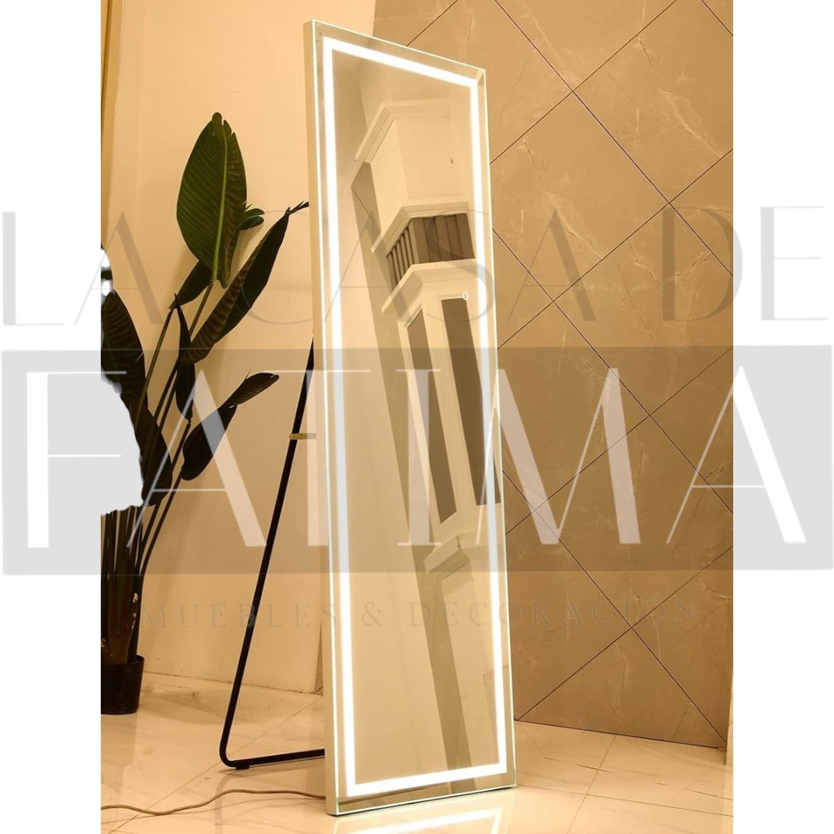Espejo Rectangular LED Blanco de Cuerpo Completo con Pedestal 150x40 cm