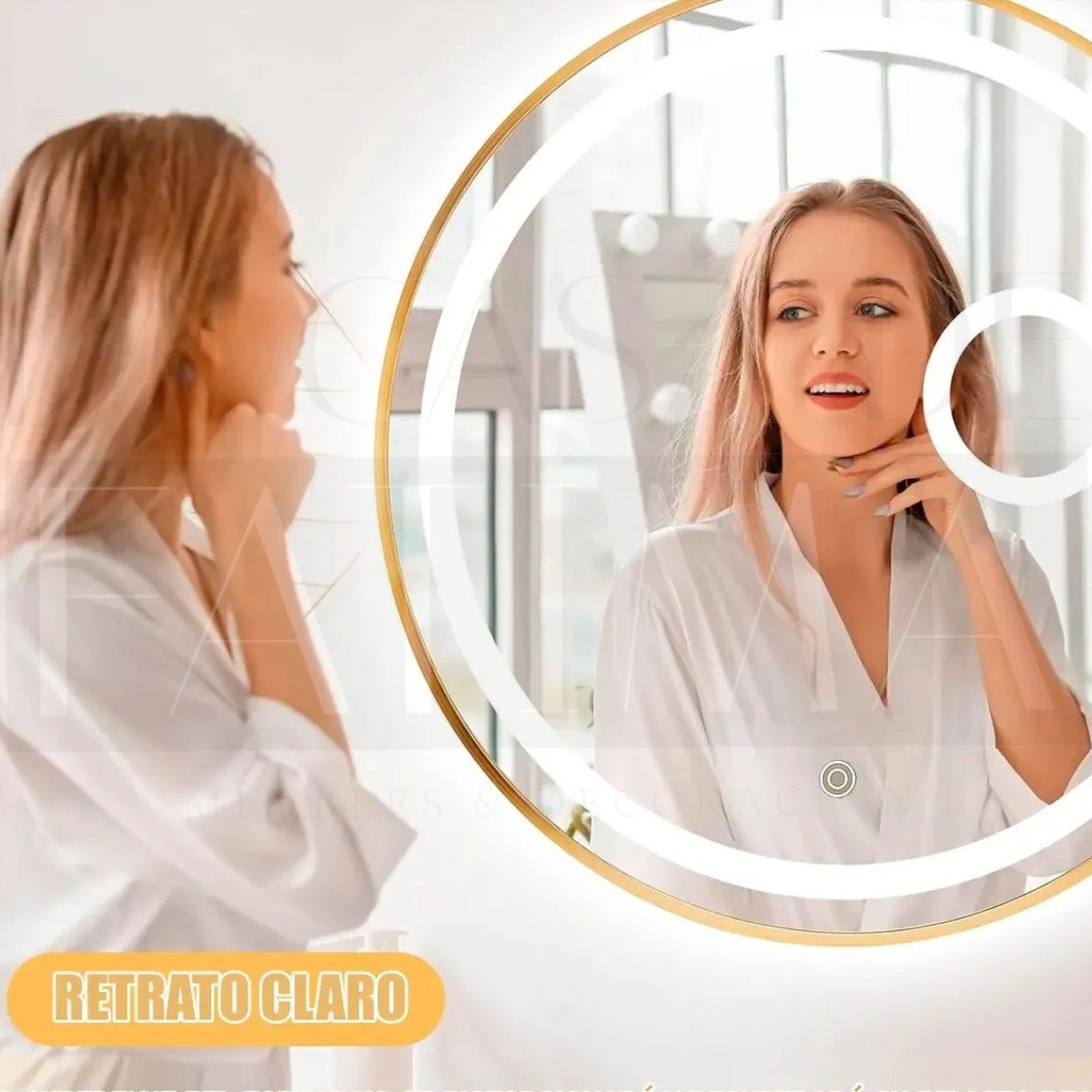 Espejo Circular LED Dorado 60 cm
