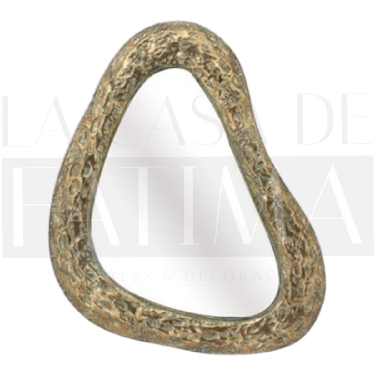 Espejo Orgánico con Marco Metálico Dorado – 73×63 cm