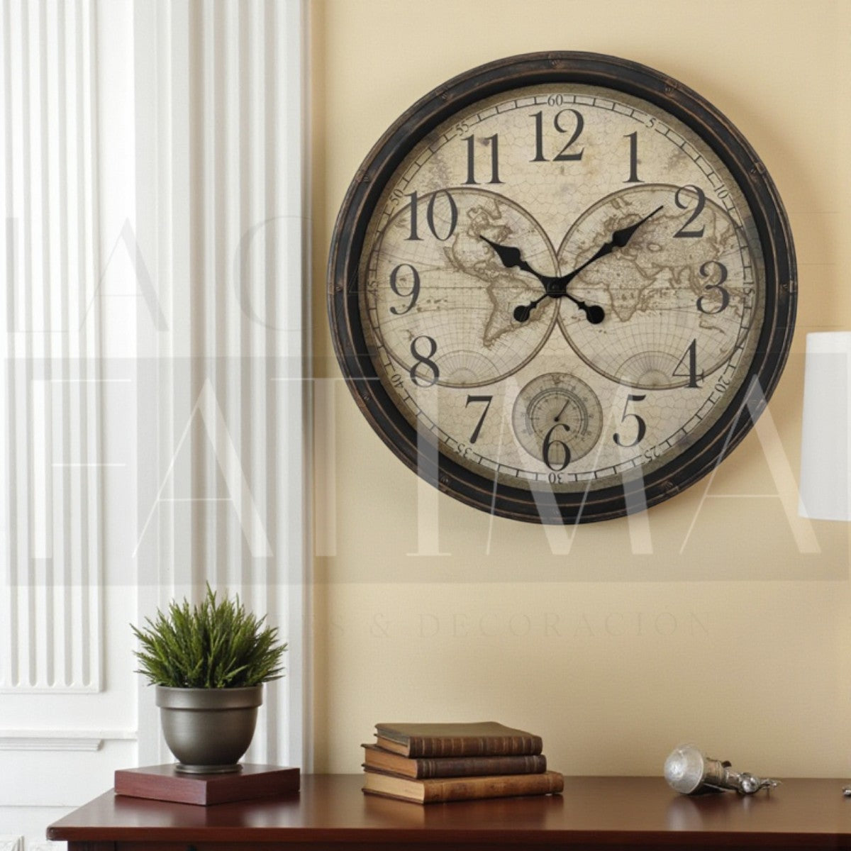 Reloj Mural Mapamundi Vintage 51 cm