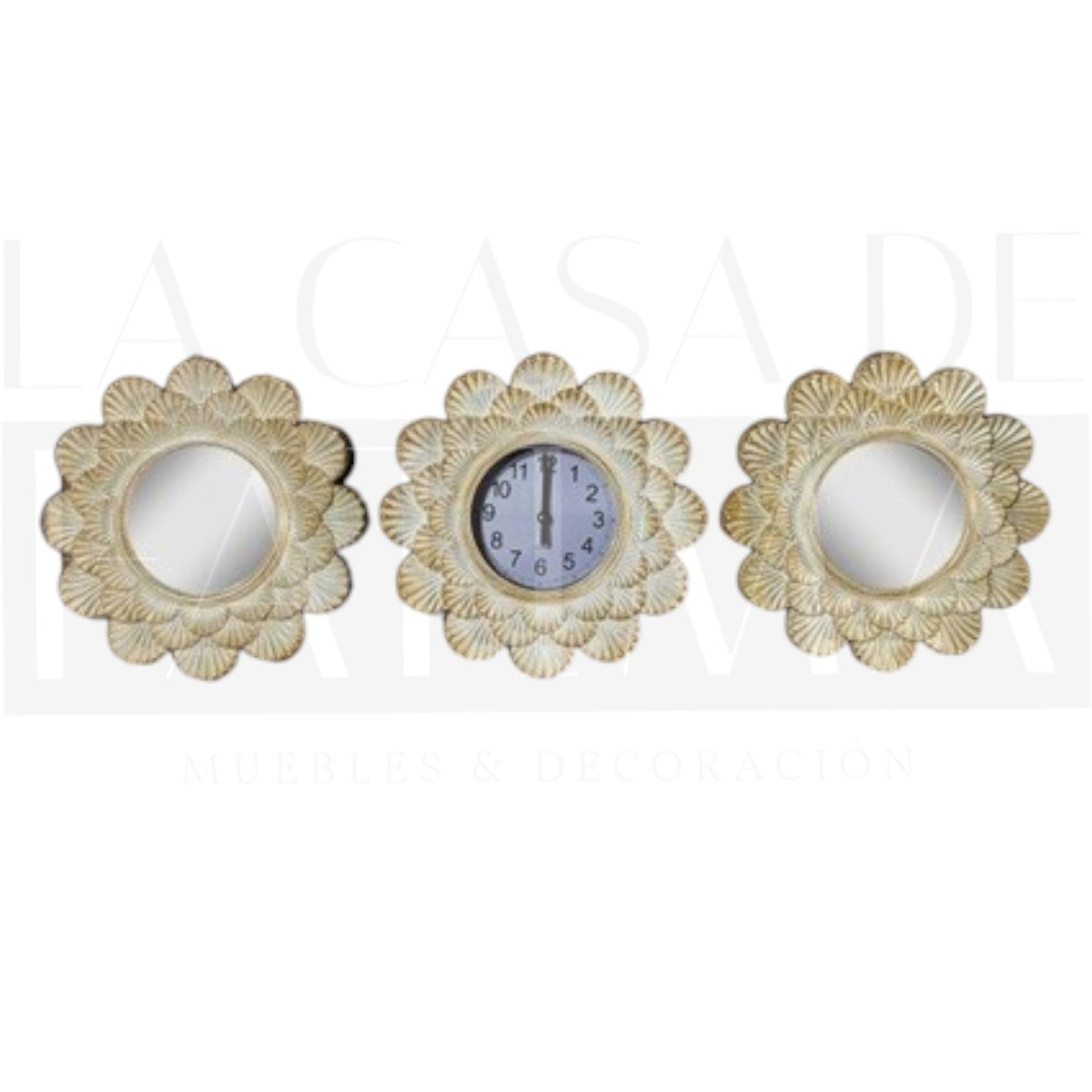 Set Reloj Mural Decorativo BLANCO ESPEJADO