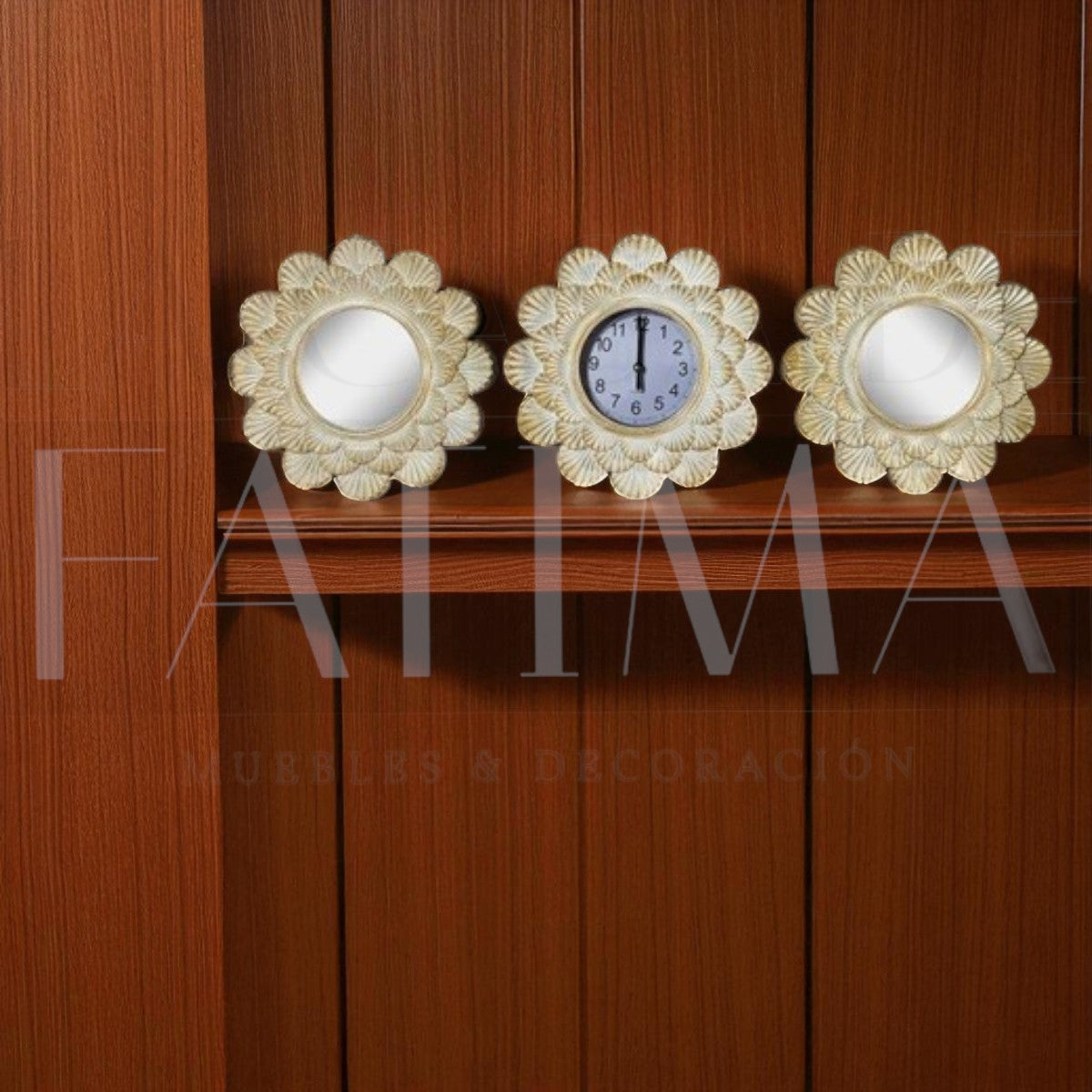 Set Reloj Mural Decorativo BLANCO ESPEJADO