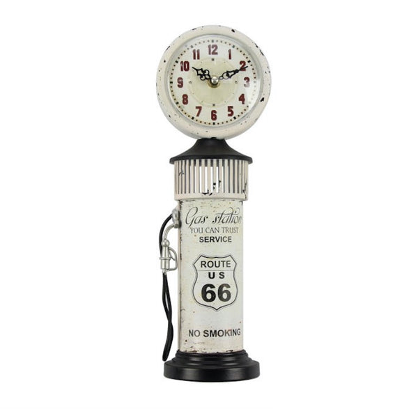 Reloj de mesa Gasolinera Vintage Blanco