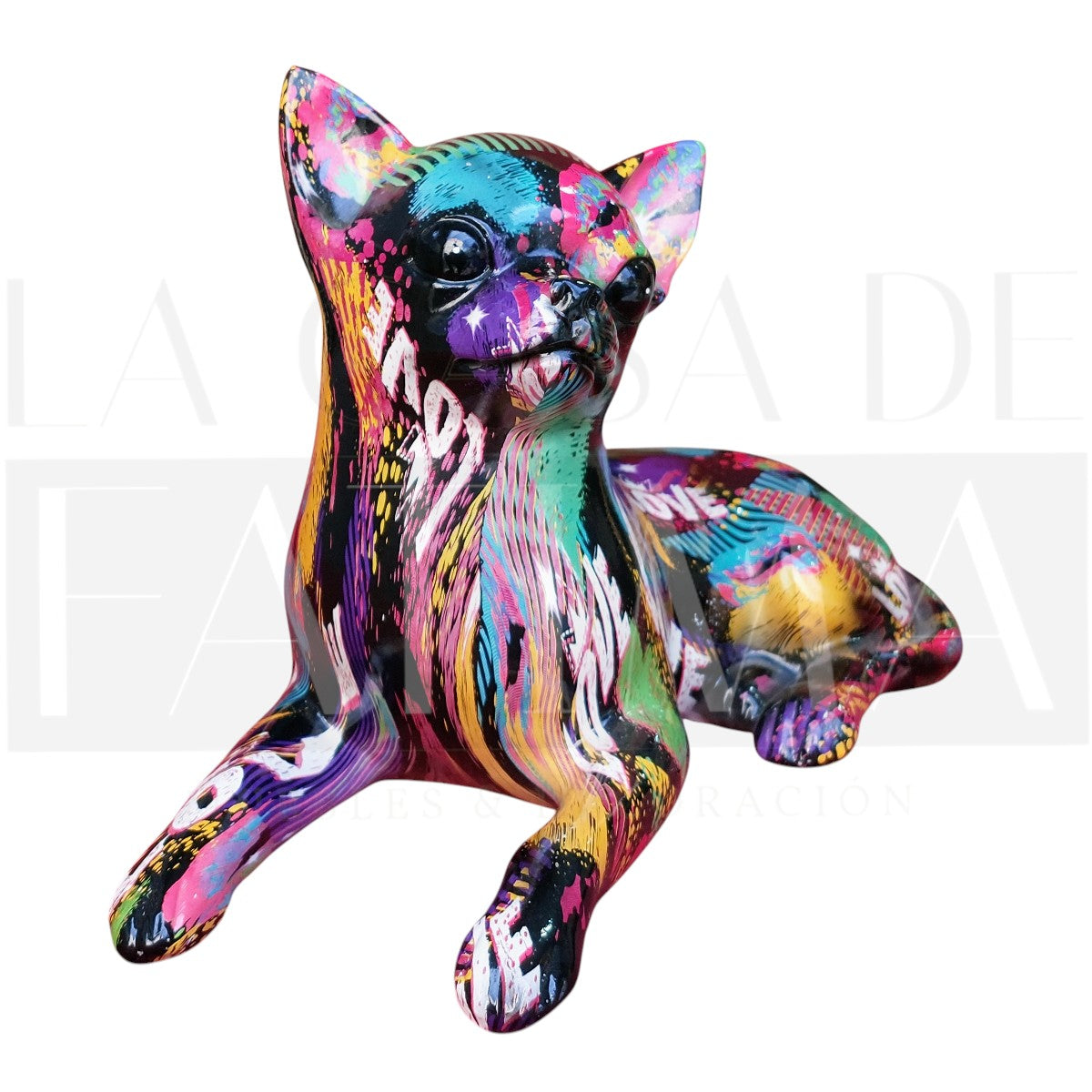 Figura Decorativa Chihuahua Graffiti Pop Art