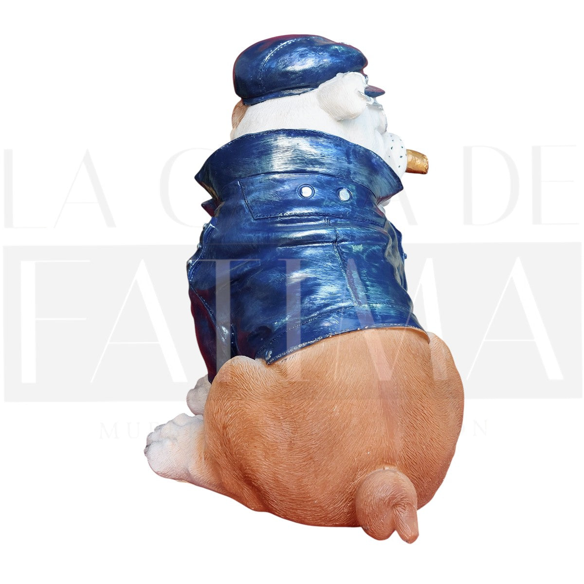 Figura Decorativa Bulldog Motero Azul