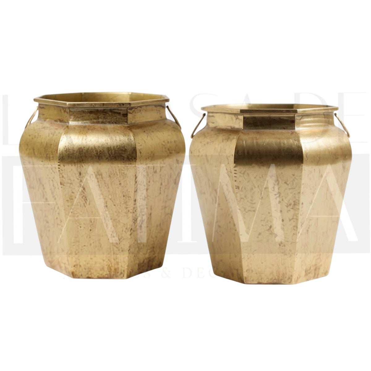 Set 2 Macetas Metálicas Doradas